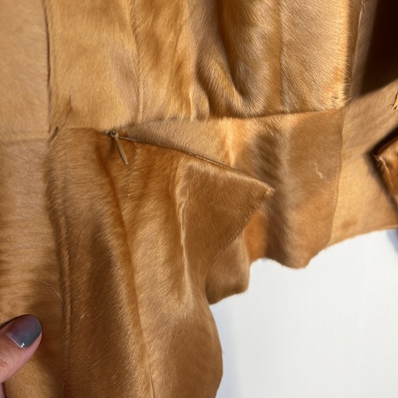 🛍️Akris One of a kind Lambskin Leather Silk Fur Convertible Jacket Blazer 14 XL - Picture 6 of 9